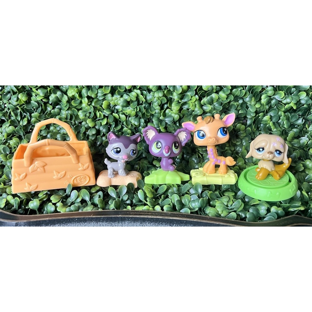 Littlest Pet Shop LPS McDonalds Bundle Koala Cat Giraffe Dog Purse 2009 2010